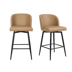 Rhythm Upholstered Counter Height Stool, 360° Swivel, Set of 2, Camel