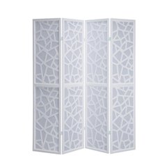 White 4-Panel Wood Folding Room Divider, Fabric, 70 Inch