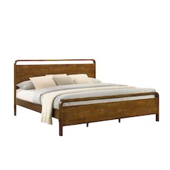 Eldren Wood Platform Bed in Walnut Finish, King