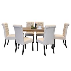 Ashford 7-Pc Dining Set, Hairpin Dining Table with 6 Chairs, Tan