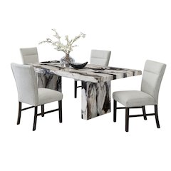 Cavira Modern Faux Marble Dining Table with 4 Chairs