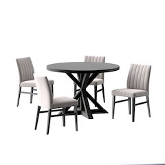 Walton 5-Piece Round Cross-Buck Table with 4 Side Chairs