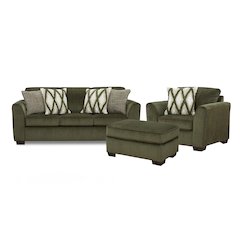 Marvella 3-PC Living Room Set, Sofa, Chair, and Ottoman with Chenille Upholstery