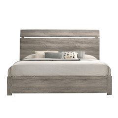 Floren Contemporary Weathered Gray Wood Panel Bed, Queen