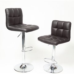 Biscc 2 Swivel Elegant PU Leather Modern Adjustable Hydraulic Barstools, Brown