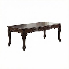 Dark Cherry Wood Coffee Table with Ornate Traditional Detailing and Sturdy Build