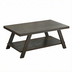 Contemporary Wood Shelf Coffee Table Weathered Espresso with Open Storage Design
