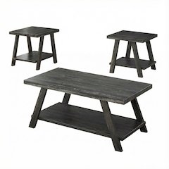 Charcoal Replicated Wood Coffee Table with Shelving and Modern Design