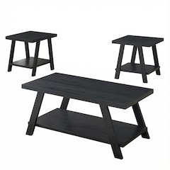 Black Contemporary Wood Replica Shelf Coffee Table with Sturdy Design