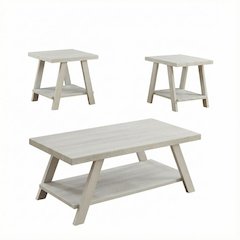 White Wood Shelf Coffee Table with Storage and Modern Design