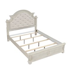 Nelson French Traditional Tufted Upholstery Bed, Antique White, King