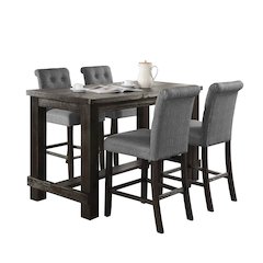 Leviton Antique Black Finished Wood 5-Piece Counter Height Dining Set, Gray