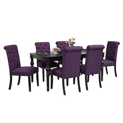 Leviton Urban Style Dining Set: Table and 6 Chairs, Purple