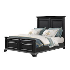 Renova Vintage Black Wood Panel Bed, Queen
