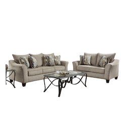 Camero Platinum Fabric Pillowback Sofa and Loveseat Set