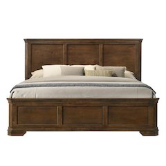 Maderne Traditional Wood Panel Bed, King, Antique Walnut Finish