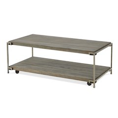 Corbeta Metal Frame Wood Living Room Coffee Table with Casters
