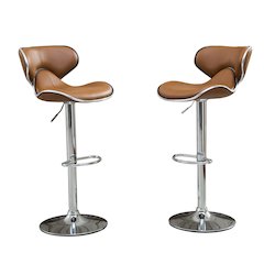 Masaccio Caramel Leatherette Adjustable Swivel Barstool Chrome Base, Set of 2