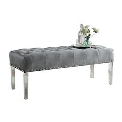 Valley Button tufted Velvet Upholstered Bench With Acrylic Leg