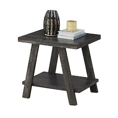 Athens Contemporary Replicated Wood Shelf End Table in Charcoal Finish