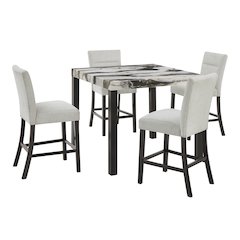 Cavira Modern Faux Marble Counter Height Dining Table with 4 Stools