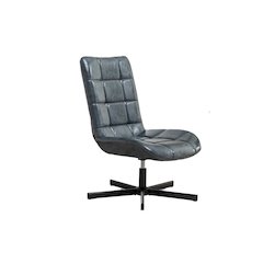 Arlena Faux Leather Tufted Swivel Accent Chair, Blue