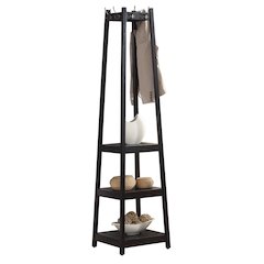 Vassen Coat Rack with 3-Tier Storage Shelves in Black Finish