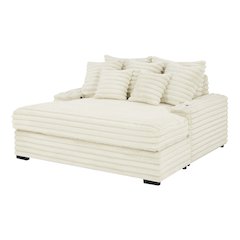 Gaviella Wide Wale Corduroy Oversized Multi-Functional Chaise Lounge, White
