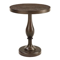 Solmere 22" Round Wood Pedestal End Table, Espresso