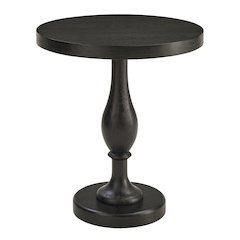 Solmere 22" Round Wood Pedestal End Table, Black