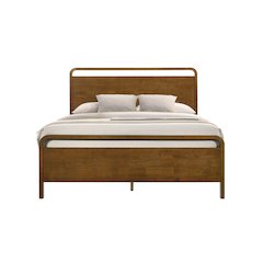 Eldren Wood Platform Bed in Walnut Finish, Queen