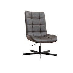 Arlena Faux Leather Tufted Swivel Accent Chair, Brown