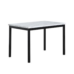 Citico Metal Dining Table with Laminated Faux Marble Top, Off-white