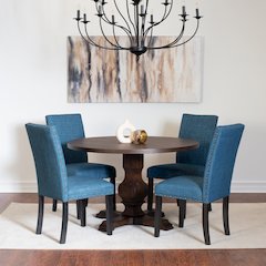 Kohland 5-Pc Dining Set, Pedestal Round Table with 4 Stylish Chairs, Blue