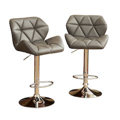 Glasgow Contemporary Tufted Adjustable Height Gray Bar Stools, Set of 2