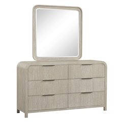 Tavari Contemporary 6-Drawer Wood Dresser with Mirror, Light Gray
