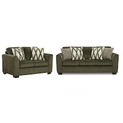 Marvella Living Room Sofa and Loveseat Set, Chenille Upholstery, Accent Pillows