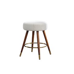 MoMo Boucle Upholstered Counter Height Stool, 360° Swivel, White