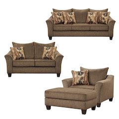 Camero Cafe Fabric 4-Piece Living Room Set