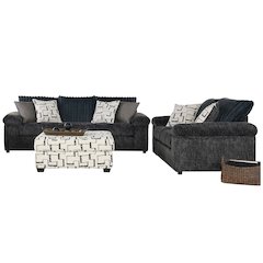 Nason Wide Wale Corduroy Sofa, Loveseat, and Ottoman Set, Charcoal
