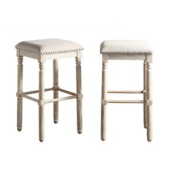 Arnhem Wood Tan Upholstered Bar Stools, Set of 2
