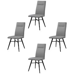 Faux Leather Metal Frame Modern Dining Room Chairs Set, Grey, Set of 4