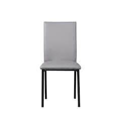 Faux Leather Metal Frame Modern Dining Room Chairs Set, Grey, Set of 4