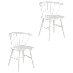 Wooden Spindle Back Windsor Dining Chairs, White, Set of 2