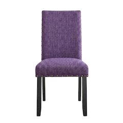 Fabric Upholstered Dining Chairs with Nailhead Trim, Purple, Set of 2