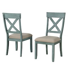 Prato Two-Tone Wood Cross Back Upholstered Dining Chairs, Set of 2