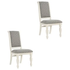 Solid Wood Upholstered Dining Chairs, White, Set of 2
