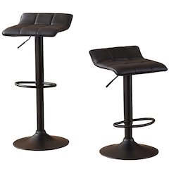 Belham Swivel Black Bonded Leather Adjustable Bar Stool, Set of 2