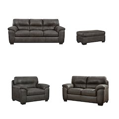Tirana Contemporary Fabric Pillow-top Arm 4-Piece Sofa Set in Sequoia Ash