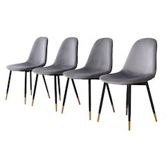 Lassan Contemporary Fabric Dining Chairs, Set of 4, Gray